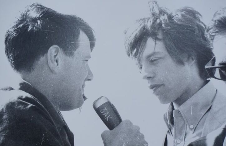 Bill Howie interviewing Rolling Stones' Mick Jagger.